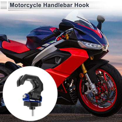 1x Horn-type Double Hook Aluminum Alloy Motorcycle Hanging Hook Black Blue