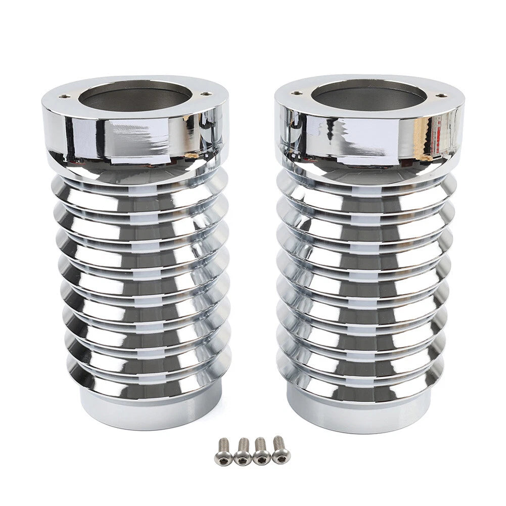 Chrome Retro Fork Boot Slider Covers for Harley Tour Road Street Tri Glide FLHR
