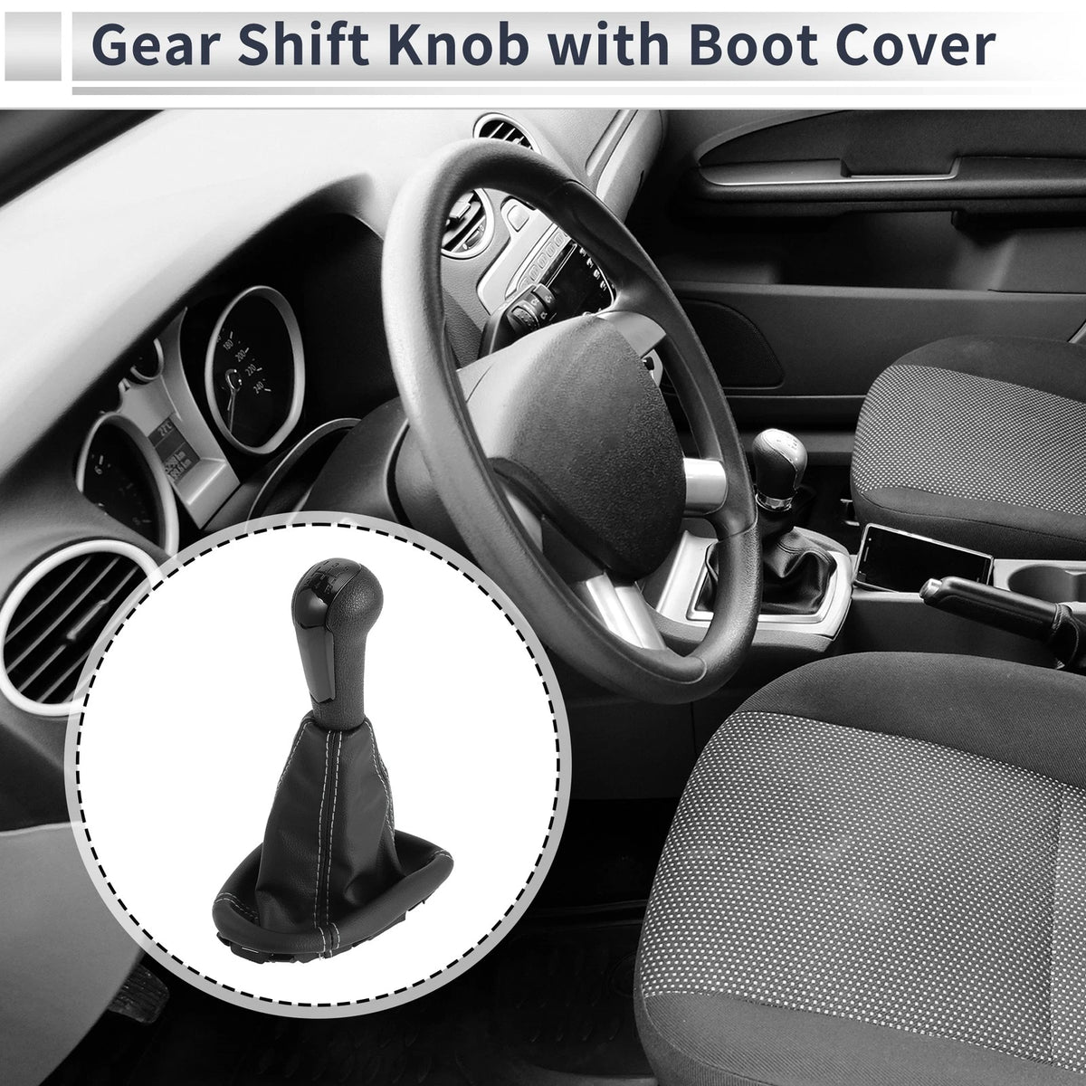 5-Speed Shift Knob with Boot Cover Faux Leather for Chevrolet Spark (2011-2015)