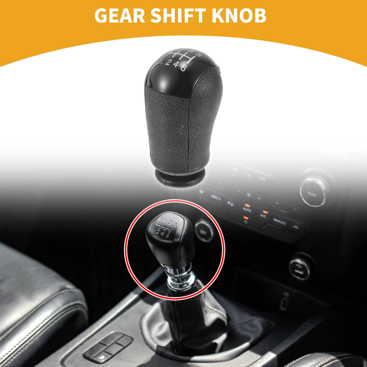 6 Speed Manual Gear Shifter Knob for Ford Focus (2005-2012) Black/White