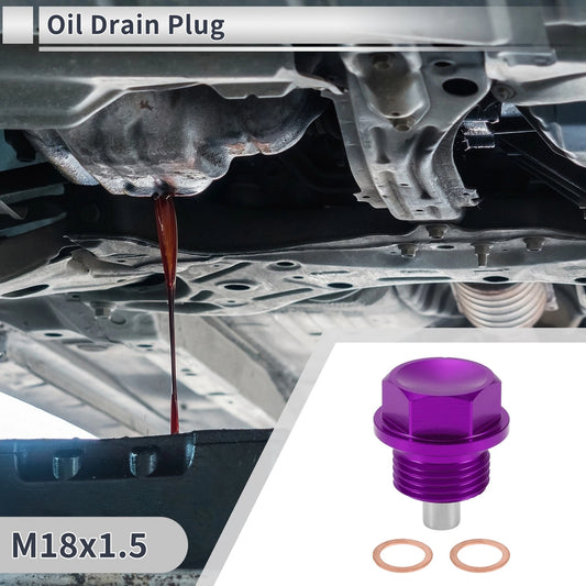 M18x1.5 Engine Oil Drain Plug with Gasket Purple for Car, Motorcycle, Boat