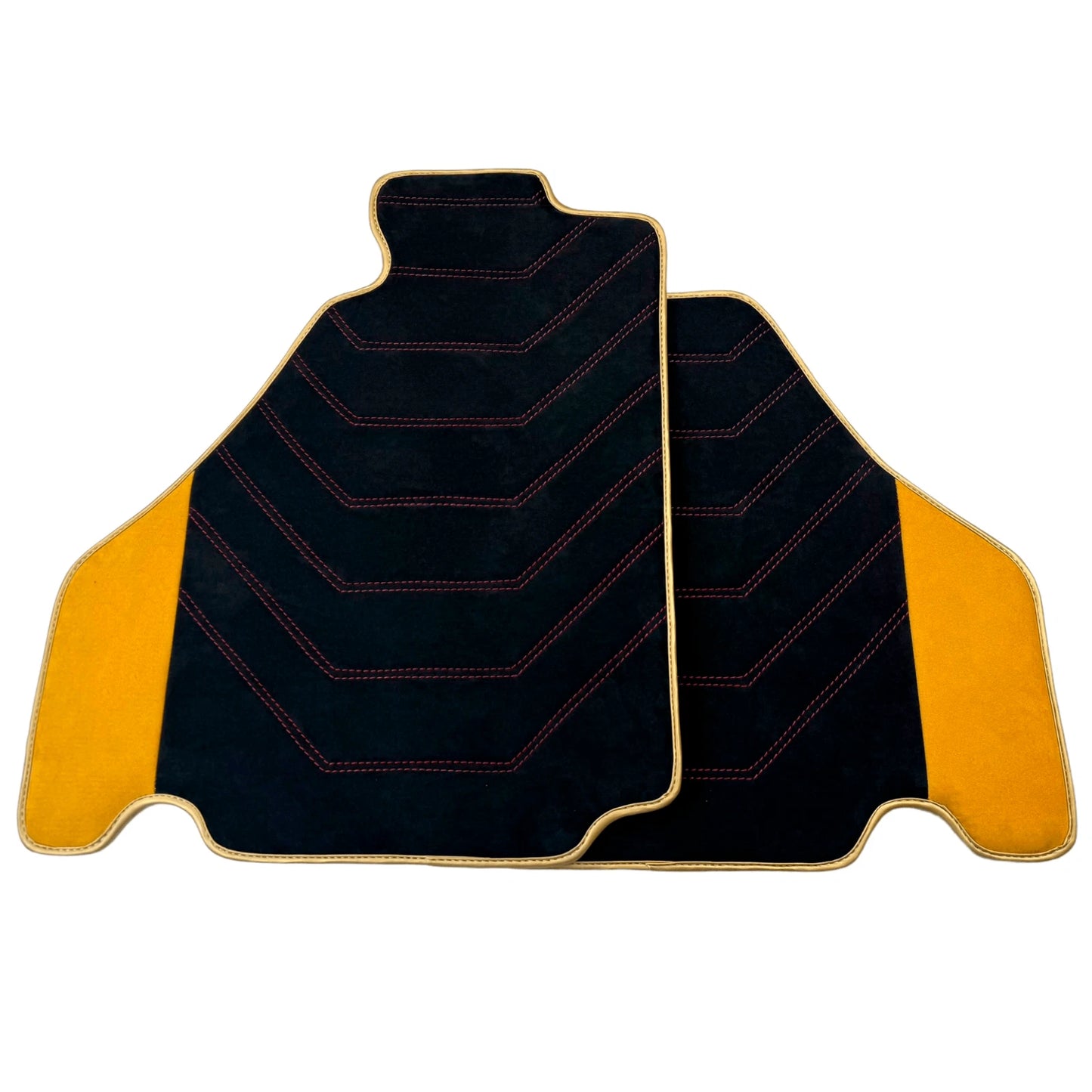 Black Alcantara Floor Mats for Ferrari F430 2004-2009 - 2 x Red Stitch