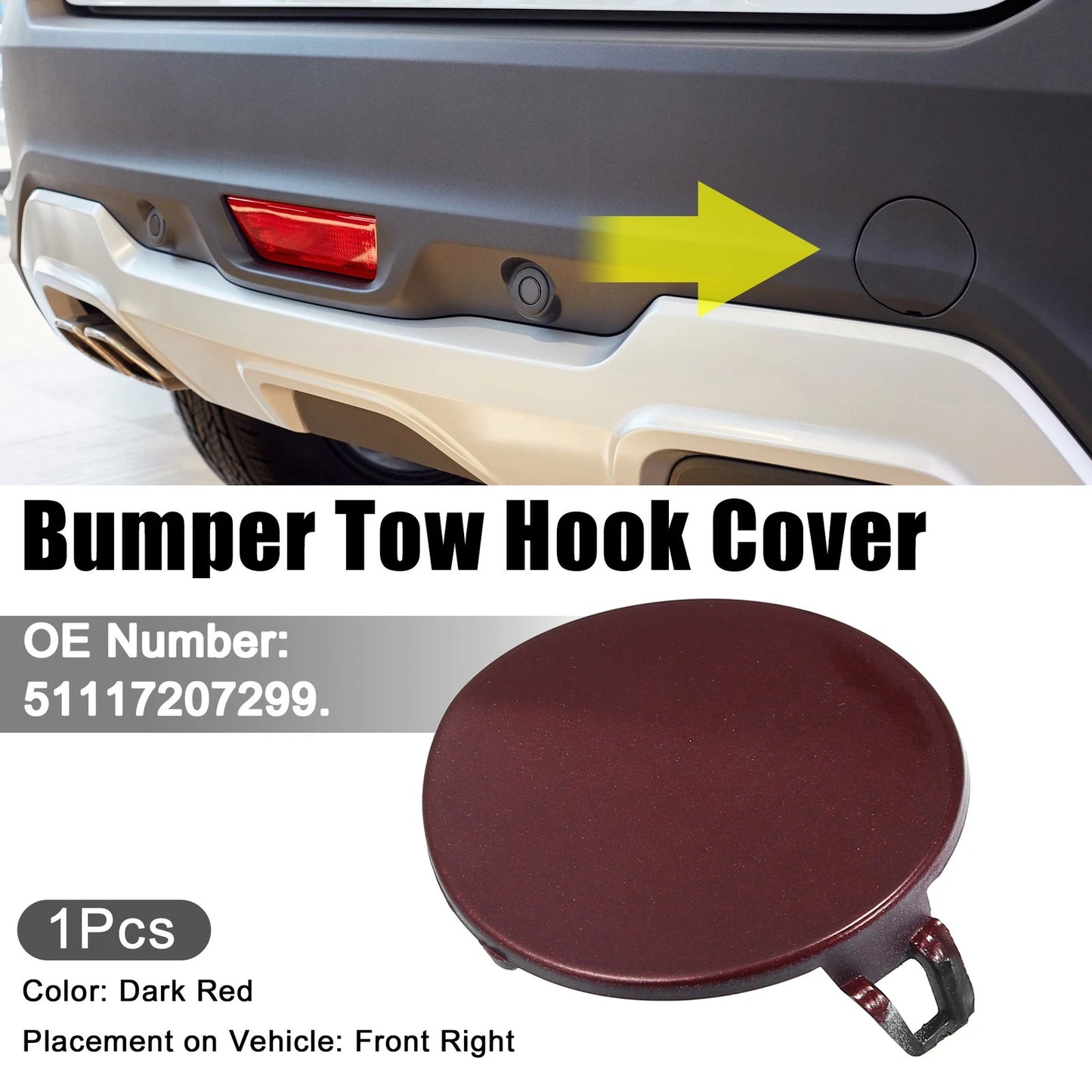 Front Right Tow Hook Cover for BMW 3 Series (2012-2019) - Dark Red