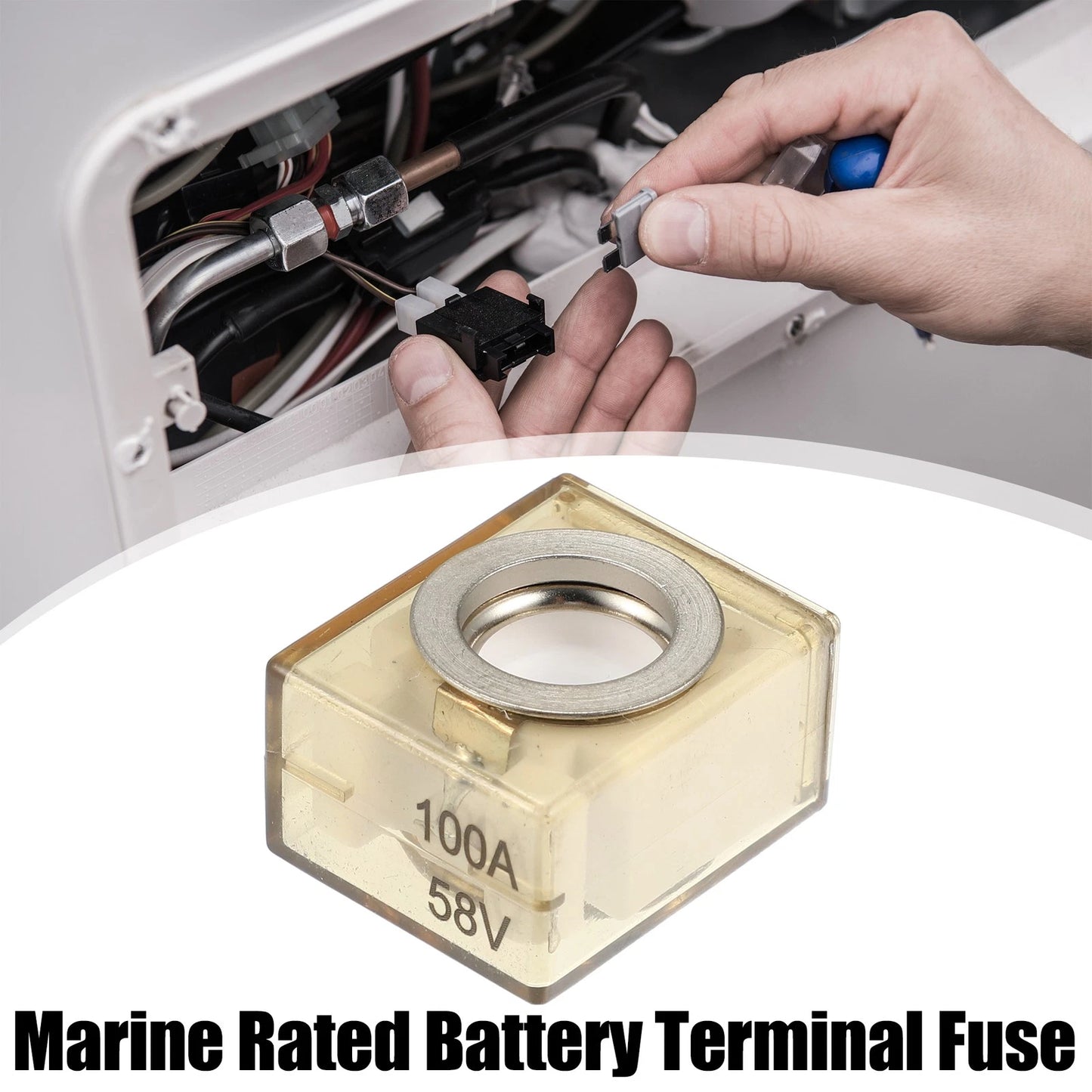 Battery Fuse Terminal 100A Waterproof Marine Rated 58V Maximum