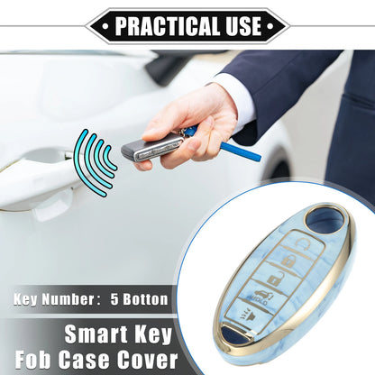 5 Button Smart Key Fob Cover TPU Blue for Nissan Altima Maxima
