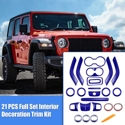 21 x Interior Trim Kit for Jeep Wrangler JK (2011-2018) - Blue Decoration Set