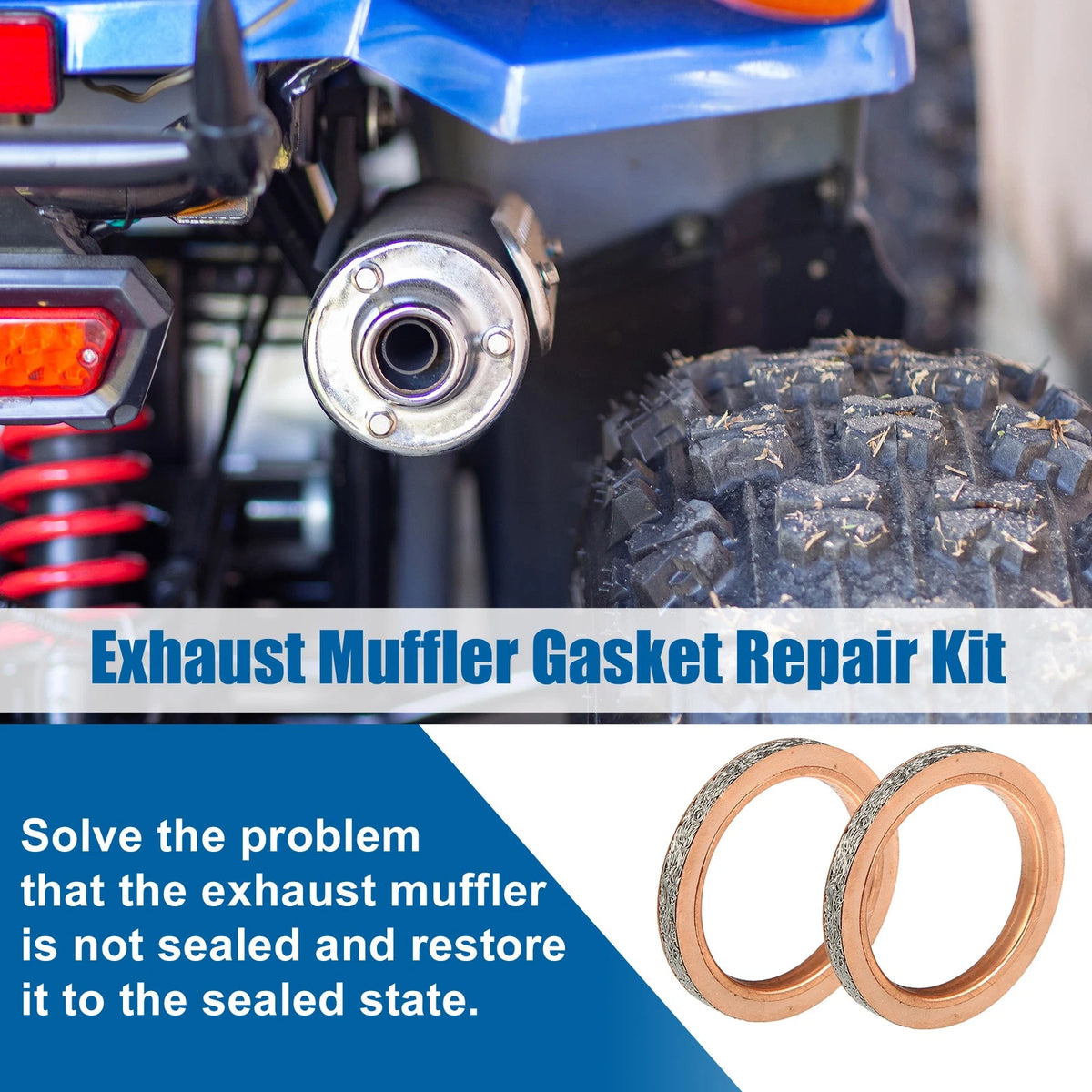 2 x Exhaust Muffler Pipe Gaskets for Yamaha Rhino YXR660F 4X4 (2004–2007)