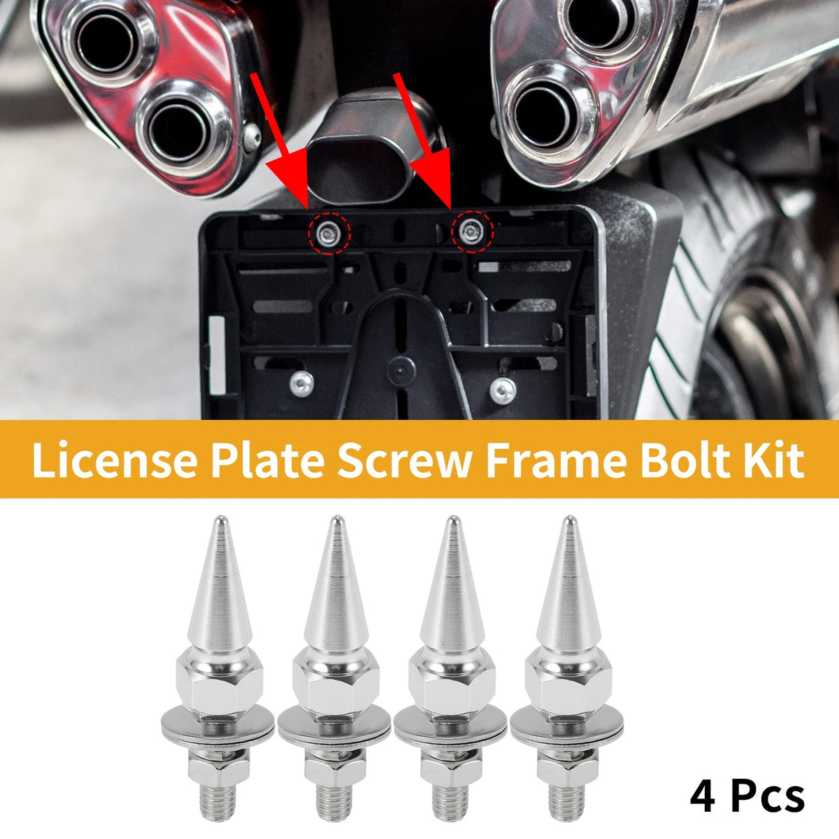 License Plate Screws Cover / 54mm Silver Tone 4 Pcs / Universal Motorcycle