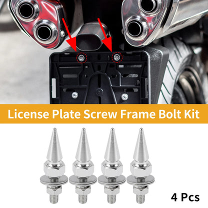 License Plate Screws Cover / 54mm Silver Tone 4 Pcs / Universal Motorcycle