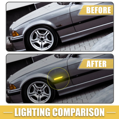 Front LED Side Marker Light for BMW Black Lens Amber Light 2 x 63132228591