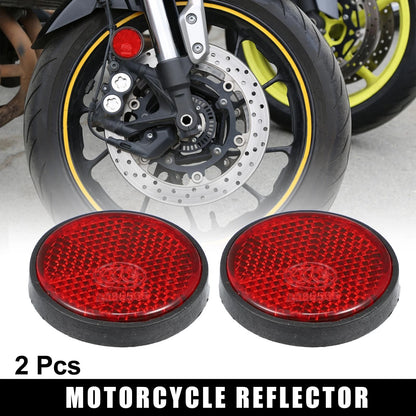 2 x M6x1.0 Red Universal Screw Mount Round Warning Reflector for Motorcycle