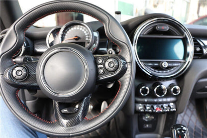 Carbon Fiber Interior Steering Wheel Button Cover for Mini Cooper F56 (2014–2021)