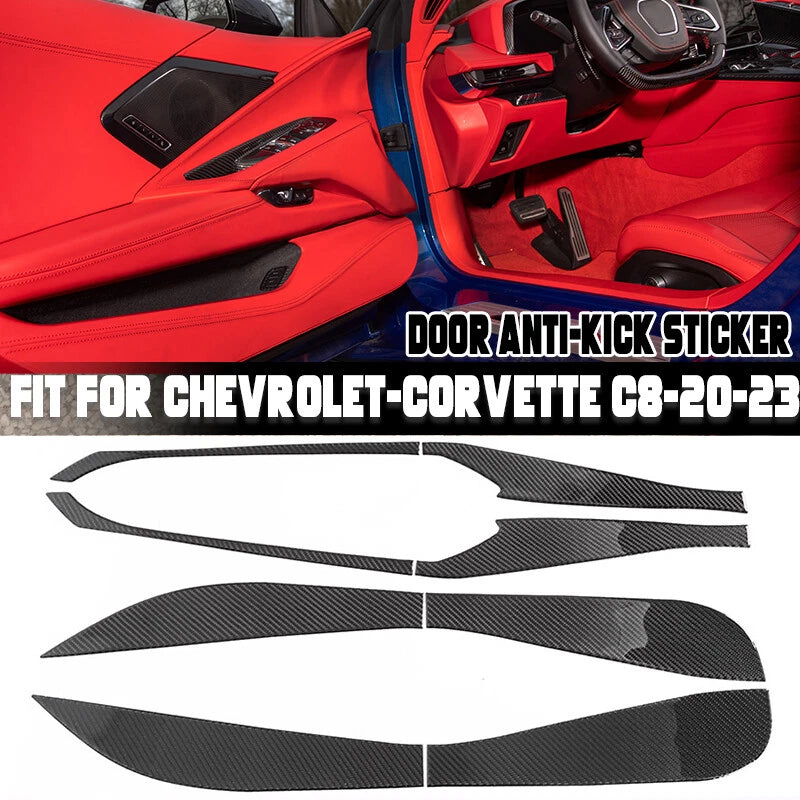 Real Carbon Fiber Door Anti-Kick Panel Strip Cover for Corvette C8 (2020-2023)