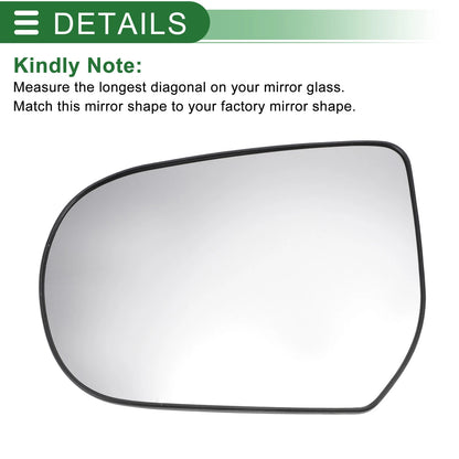 Left Side White Mirror Glass w/ Back Convex Heated for Ford Maverick (2000-2006)
