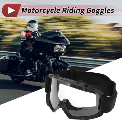 Set Motorcycle Riding Goggles Clear Lens Black Frame PC TPU Cycling Sunglasses