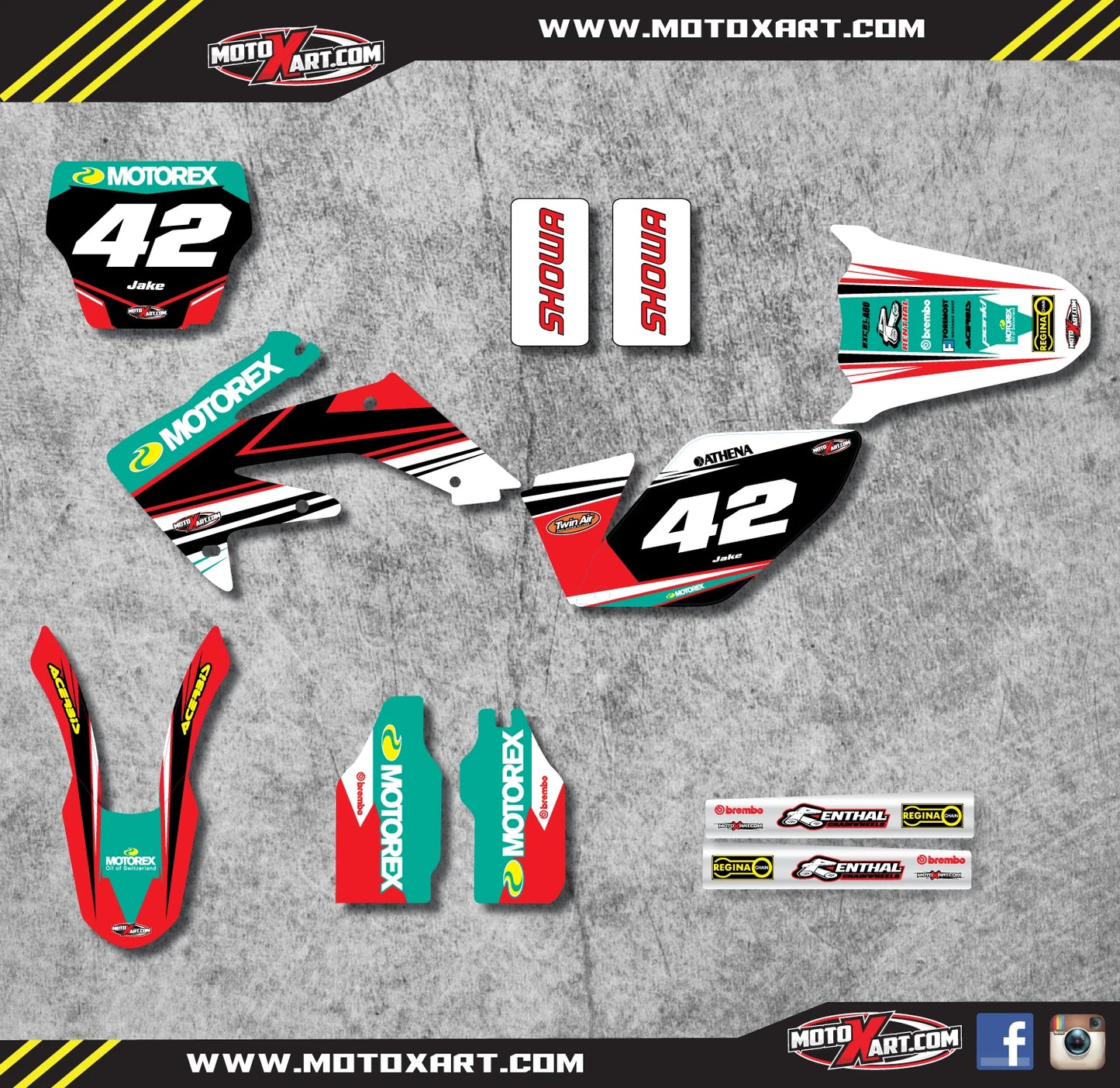 Custom Graphics Full Kit for Honda CRF 250 (2007-2009) STRIKE Style Stickers