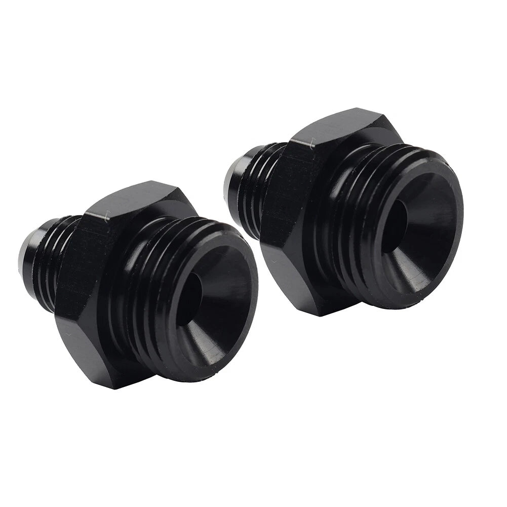 2 x Black Aluminum AN6 Flare to 8AN ORB Male Fitting Adapter for Universal