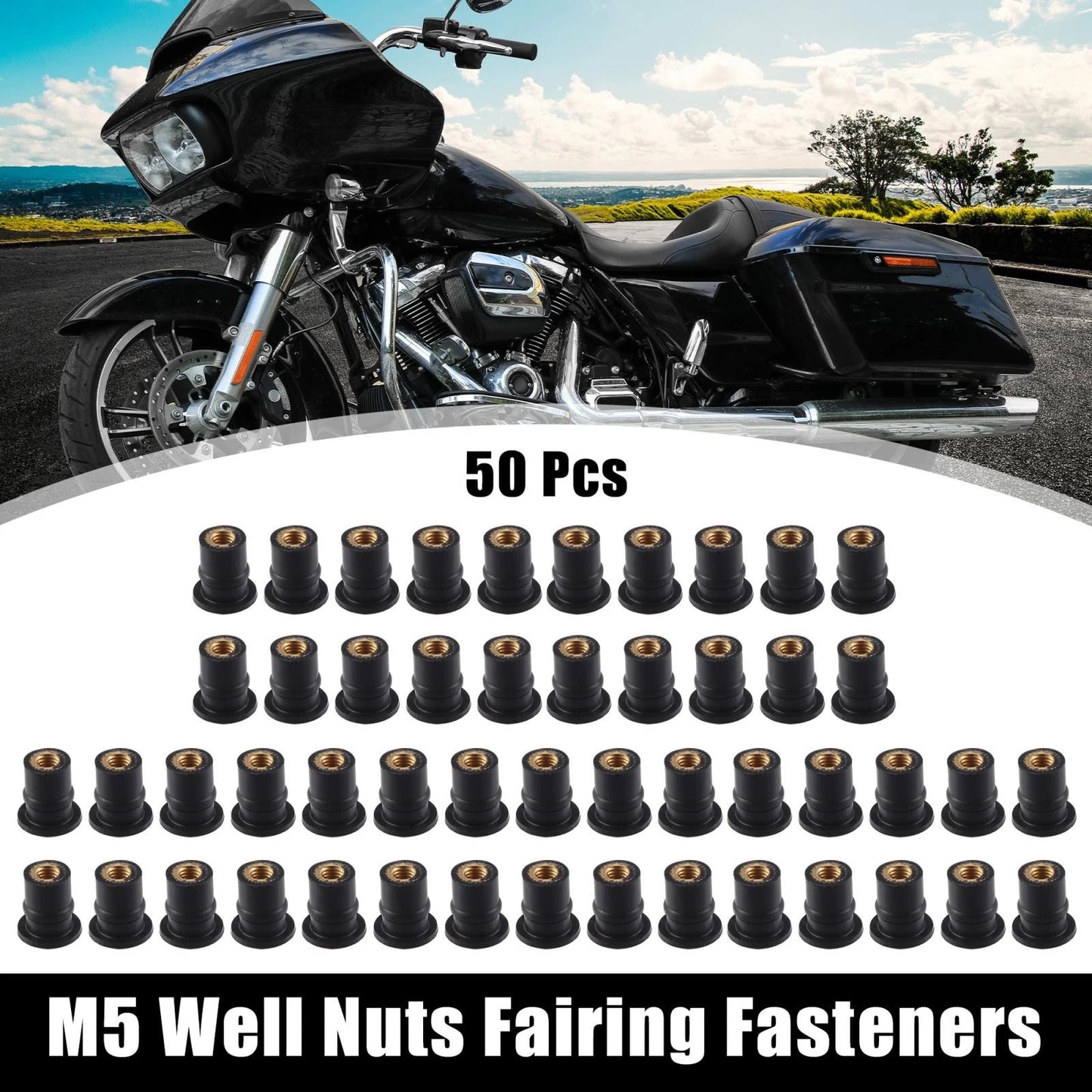 Convex Well Nuts 50pcs M5 Fairing Fasteners Windshield Screws for Motorcycle
