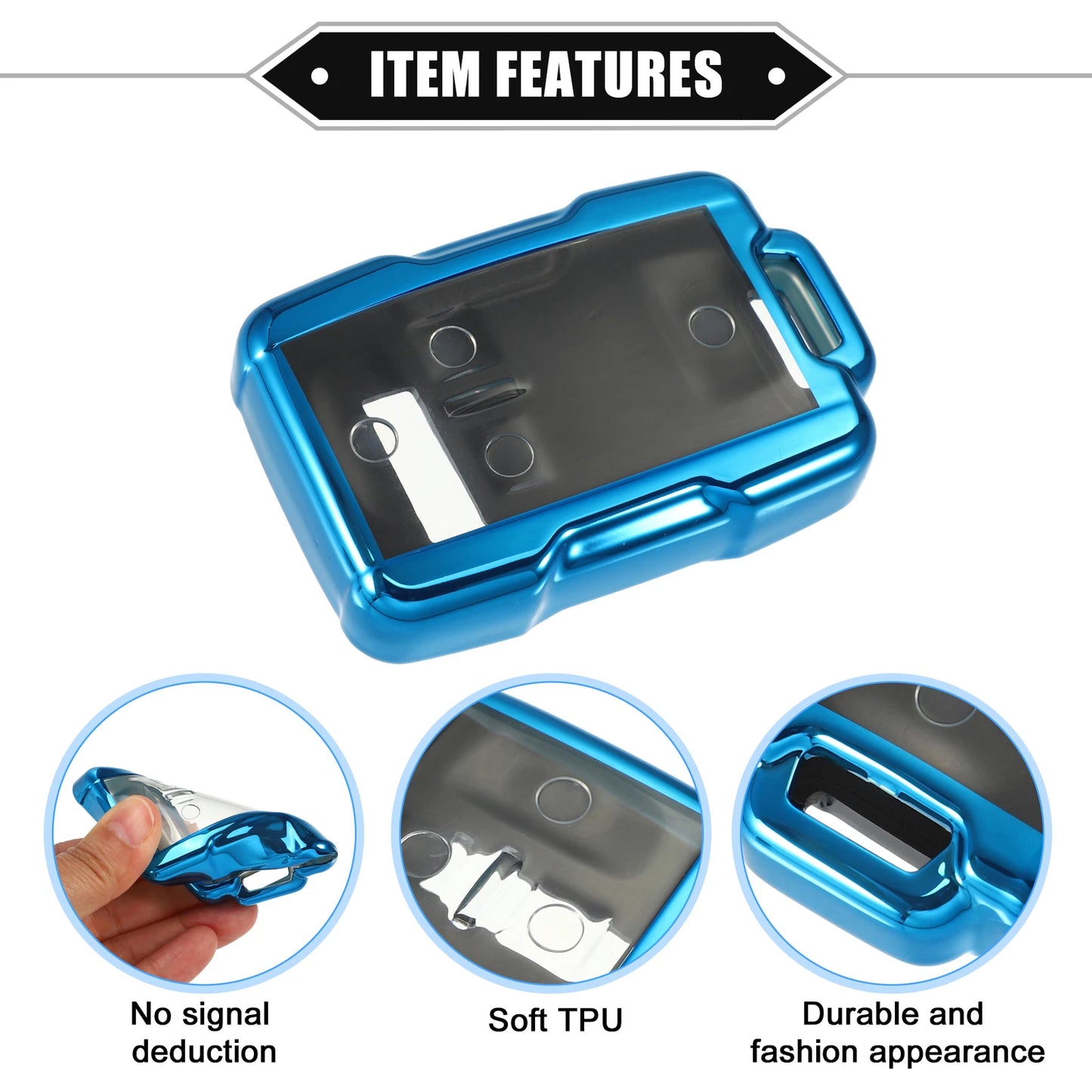 Key Fob Cover 4 Buttons for Chevy Suburban TPU Blue