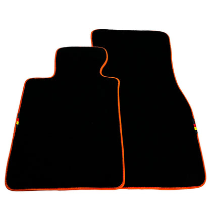AutoWin Black Floor Mats for BMW X6 Series E71 SUV (2008-2014) Orange Trim