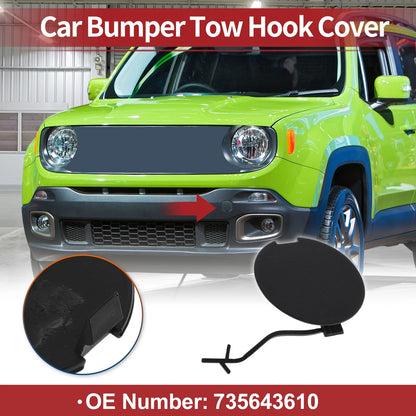 Front Tow Hook Cover for Jeep Renegade (2015-2020) Black 1 Pc