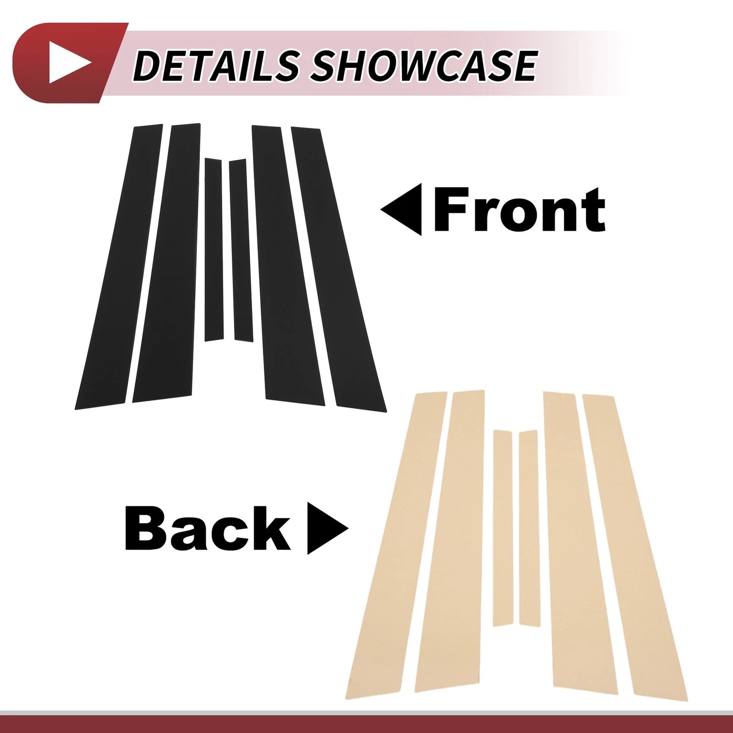 6 Pcs Black Door Pillar Window Trim for Nissan Maxima (2004-2008)