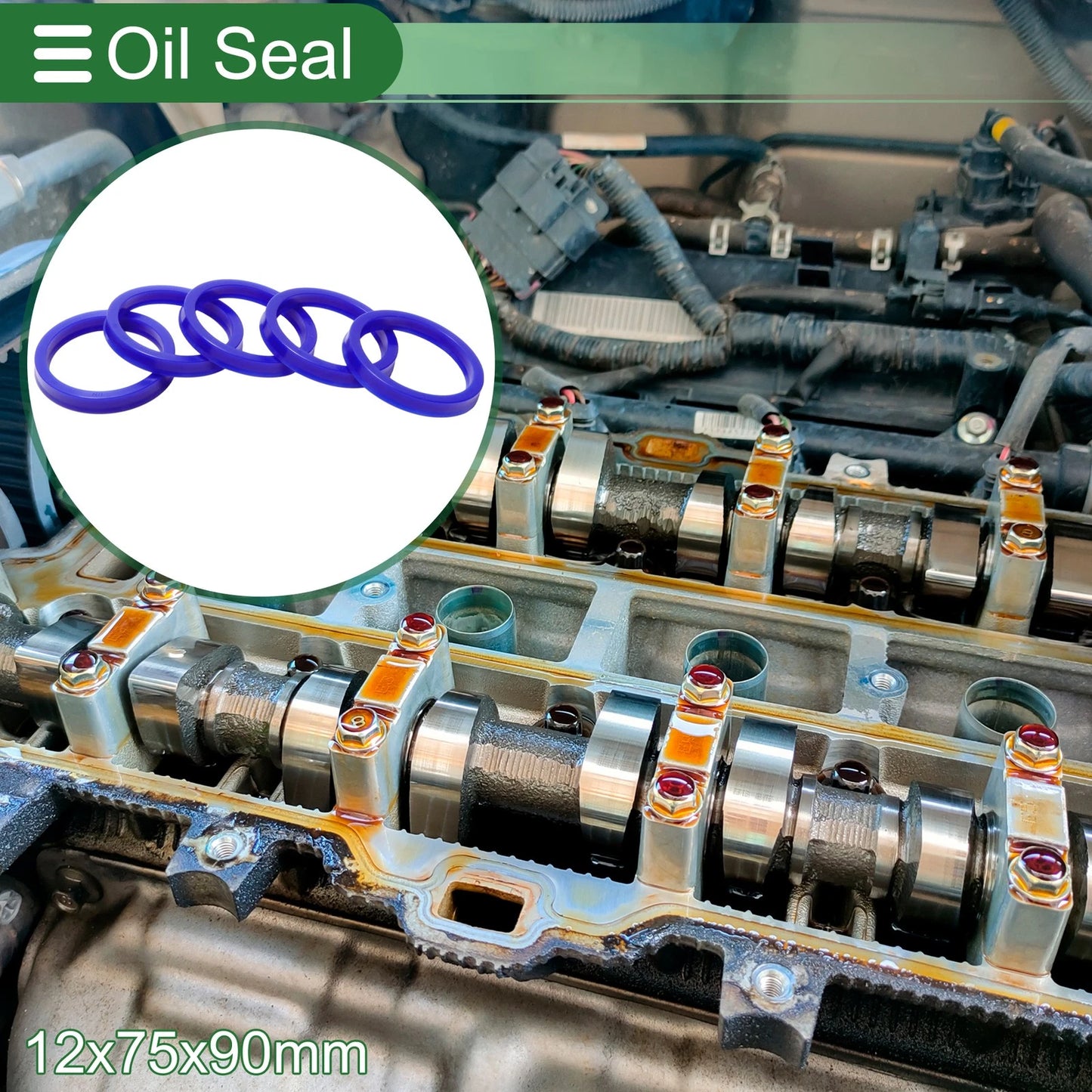 Oil Seal 75x90x12mm 5 Pcs Seal Ring Rotary Shaft TPU for Make Model
