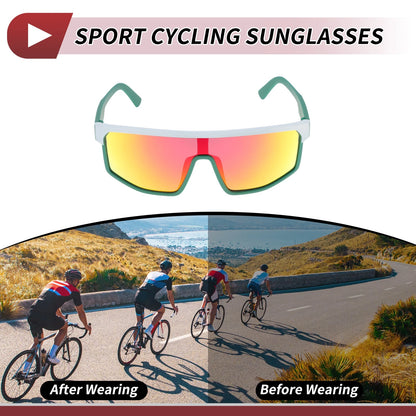 1 x Pcs Motorcycle Riding Goggles Red White Green Frame Cycling Sunglasses