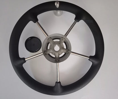 Boat Steering Wheel 350mm Diameter Stainless Spokes & Speed Knob Hub