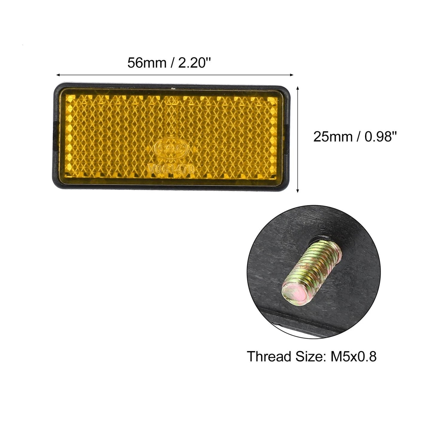 2 x 56mm M6x1.0 Orange Motorcycle Screw Mount Warning Reflector for Make Model