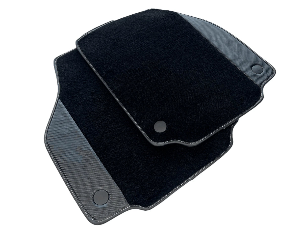 Floor Mats Set for Ferrari 458 Spider Black Carbon Leather (2010-2015)