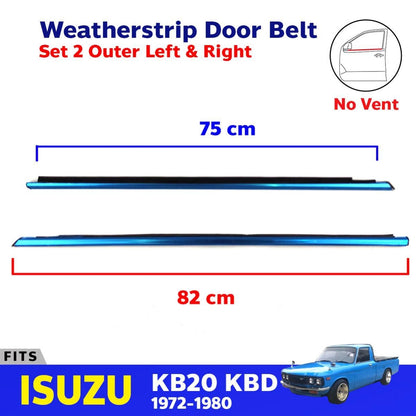 Outer Weatherstrip Door Belt Set2 LH+RH w/o Vent Fits Isuzu KB20 KBD 1972-80 D09