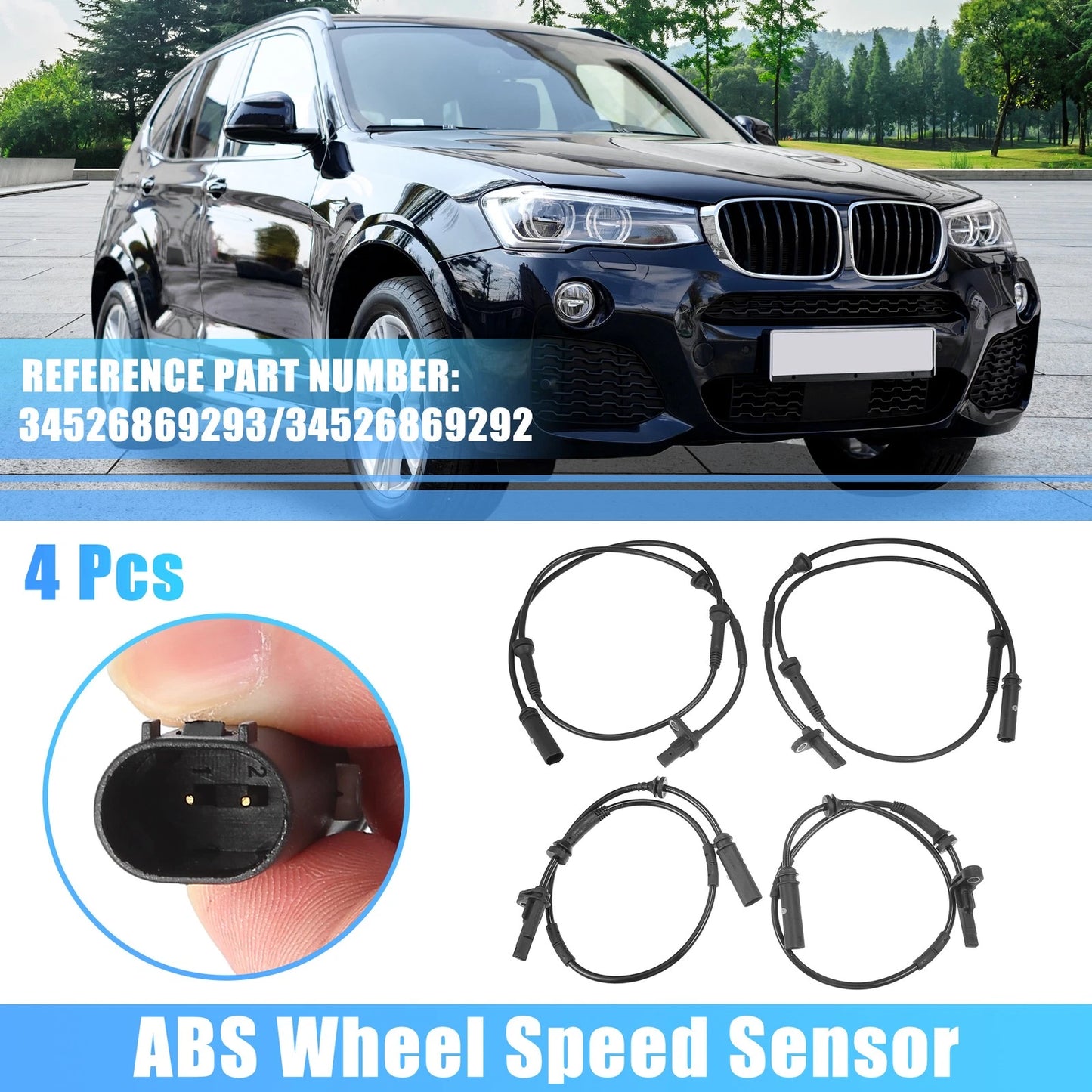 4 Pcs ABS Wheel Speed Sensors for BMW X4 (2015-2020)