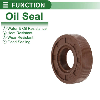 Oil Seal 16x35x10mm FKM Rubber High Pressure Brown 5 Pcs