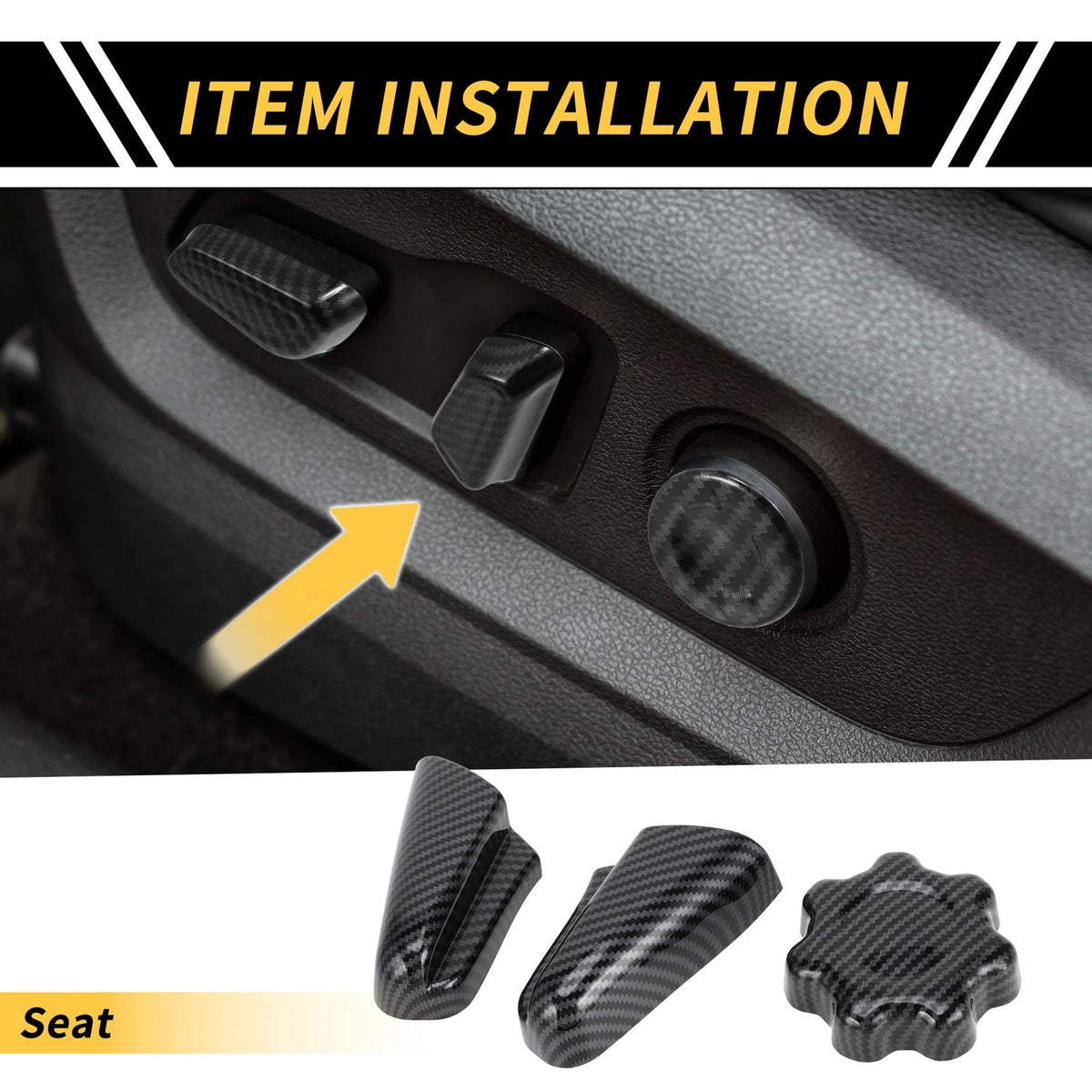 Carbon Fiber Seat Switch Control Button Trim Set for Toyota Tacoma (2016-2023)