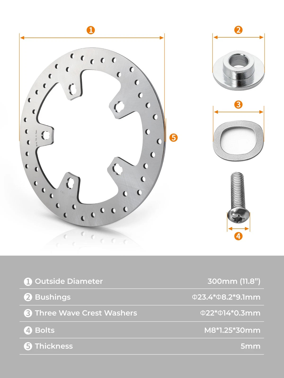 11.8" Front Brake Disc Rotors & Bolts for Harley Street Glide (2014-2024)