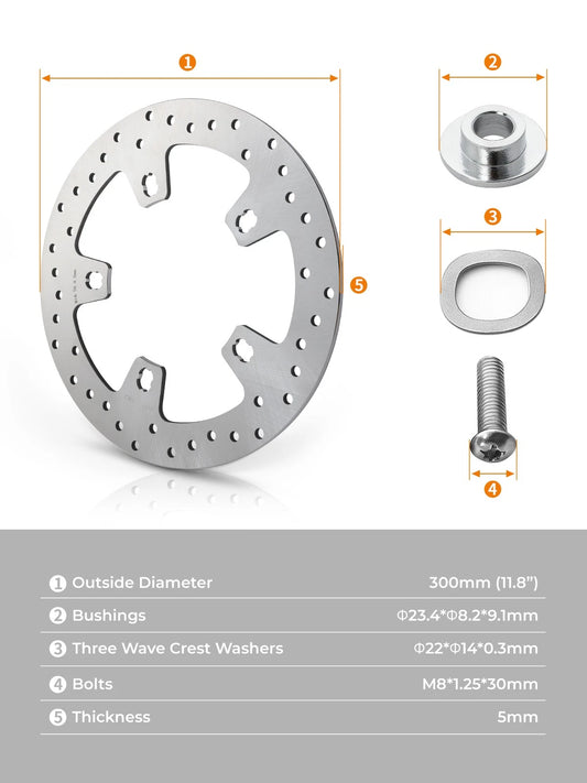 11.8" Front Brake Disc Rotors & Bolts for Harley Street Glide (2014-2024)