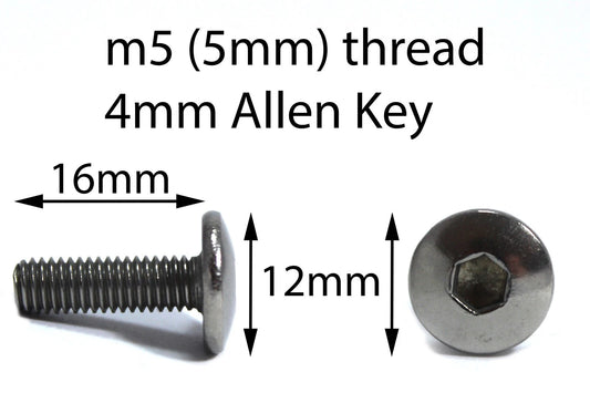 10x Aluminium Noir Tête Fourche M5x16mm Boîtier Bombée