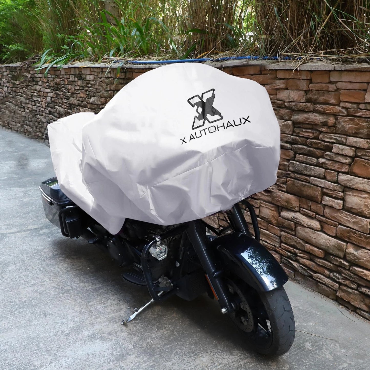 L Size Motorcycle Cover Rain Dust Protector Silver Tone for MakeModel