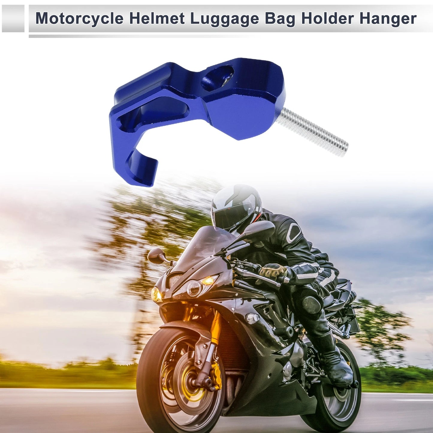 Finger Shape Motorcycle Hanging Hook 68mm Length Blue Black