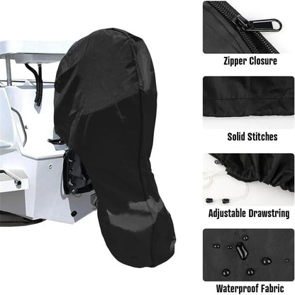 Black Boat Outboard Engine Cover Waterproof for 6-20HP Motors