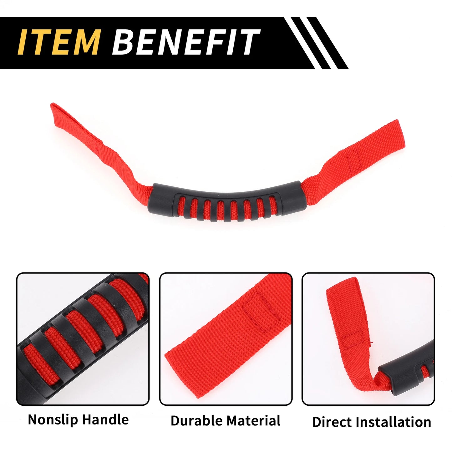 2 x Headrest Grab Handles for Jeep Wrangler (2018-2023) - Red Grab Handle