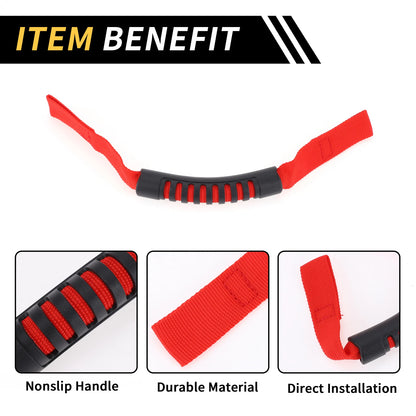 2 x Headrest Grab Handles for Jeep Wrangler (2018-2023) - Red Grab Handle
