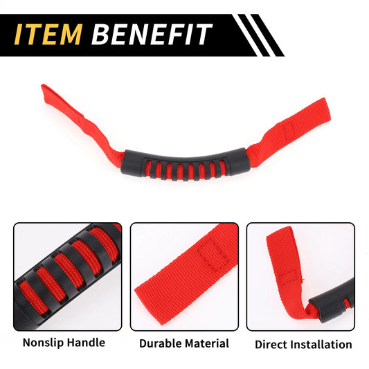 2 x Headrest Grab Handles for Jeep Wrangler (2018-2023) - Red Grab Handle