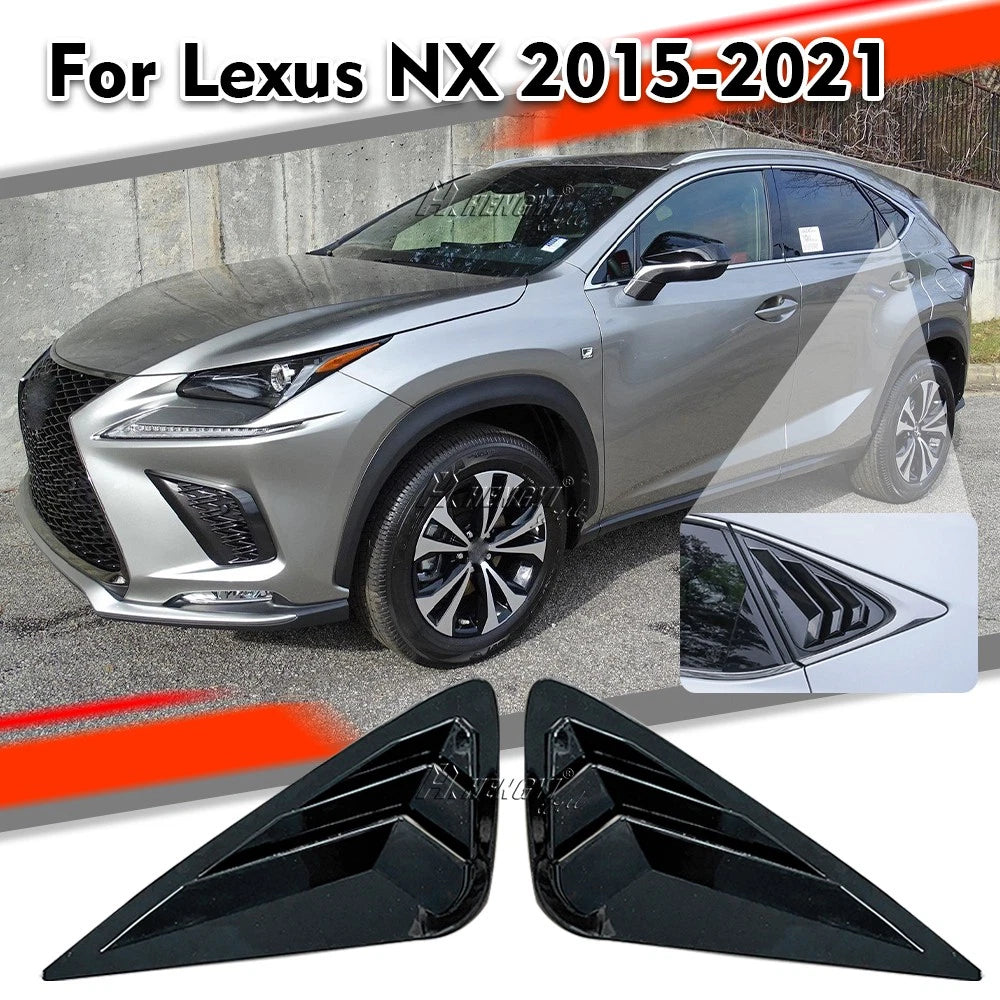 Gloss Black Rear Side Window Louver Shutter Cover Trim for Lexus NX(2015–2021)