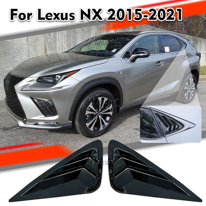 Gloss Black Rear Side Window Louver Shutter Cover Trim for Lexus NX(2015–2021)