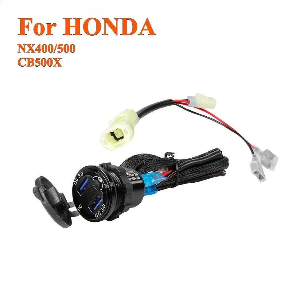 Charger USB 3.0 Dual 12V Socket Plug for Honda NX400/500 CB500X (2013–2024)