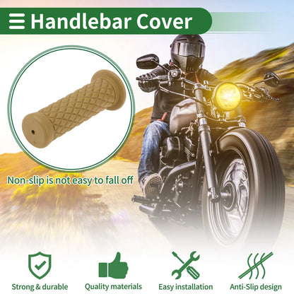 25mm Hand Grips Cover for Motorcycle Handlebar End Grips TPU Khaki