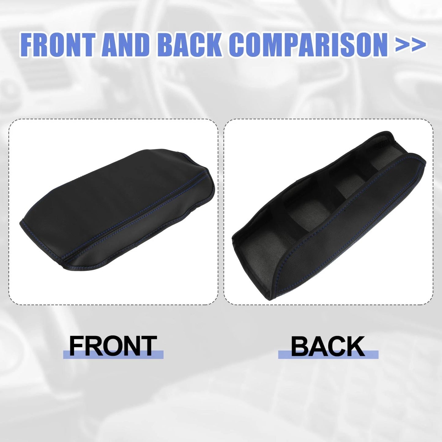 Microfiber Leather Armrest Cover Pad for Honda Civic (2006-2011) Black/Blue