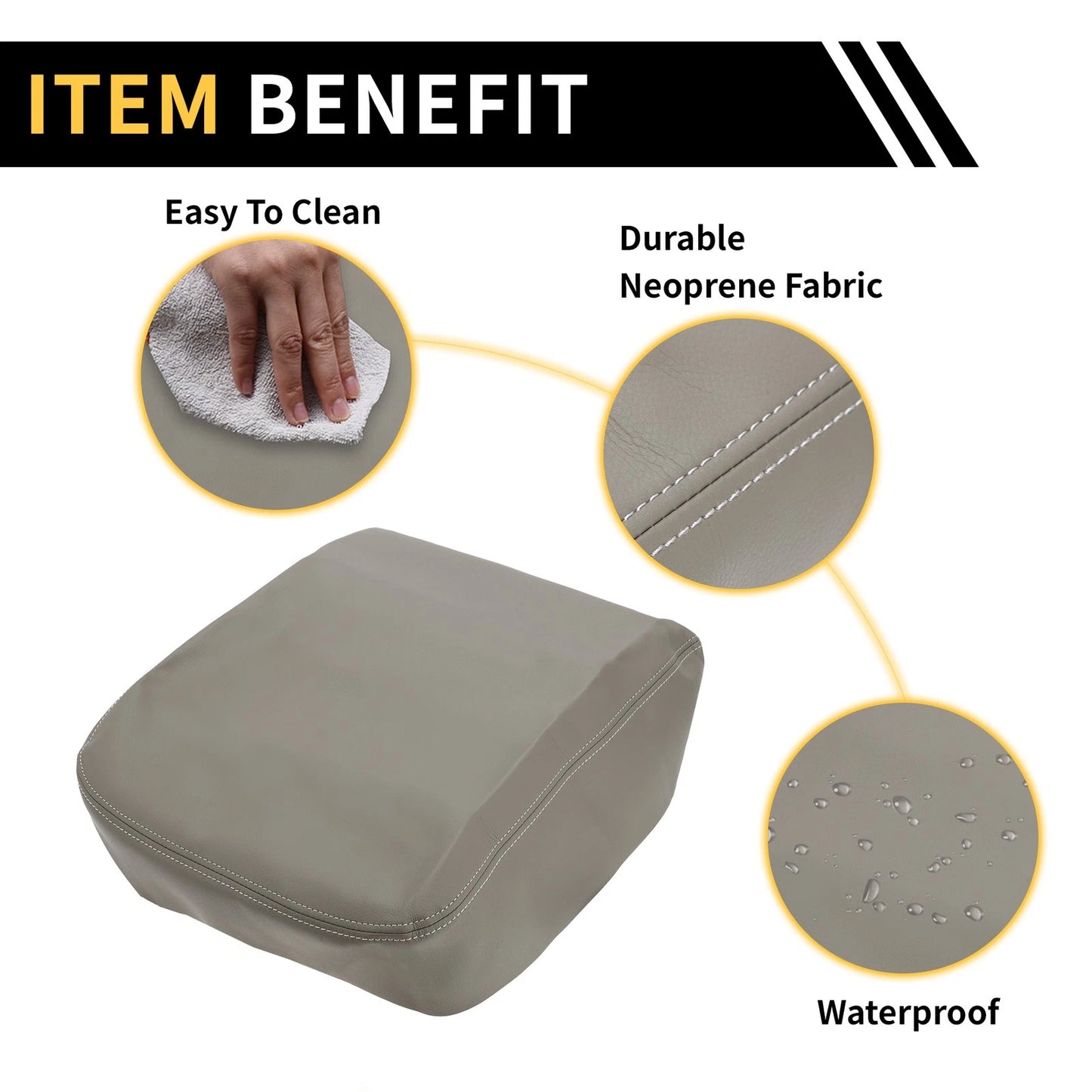 Center Console Cover for Dodge Ram 1500 Microfiber Leather Grey (2002-2008)